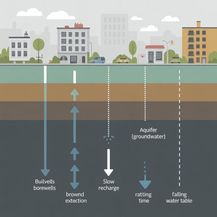 groundwater depletion due to over extraction in indian cities