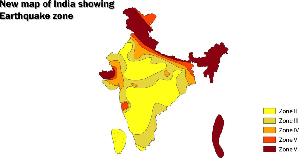 Seismic Zone III and Zone IV boundary map showing Kolkata’s earthquake classification