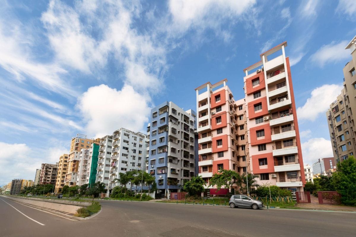 High-rise buildings in Kolkata showing dense urban development in a Seismic Zone III region