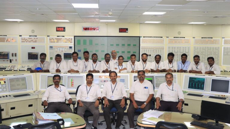 Engineers and technicians in the control room of India's Prototype Fast Breeder Reactor at Kalpakkam