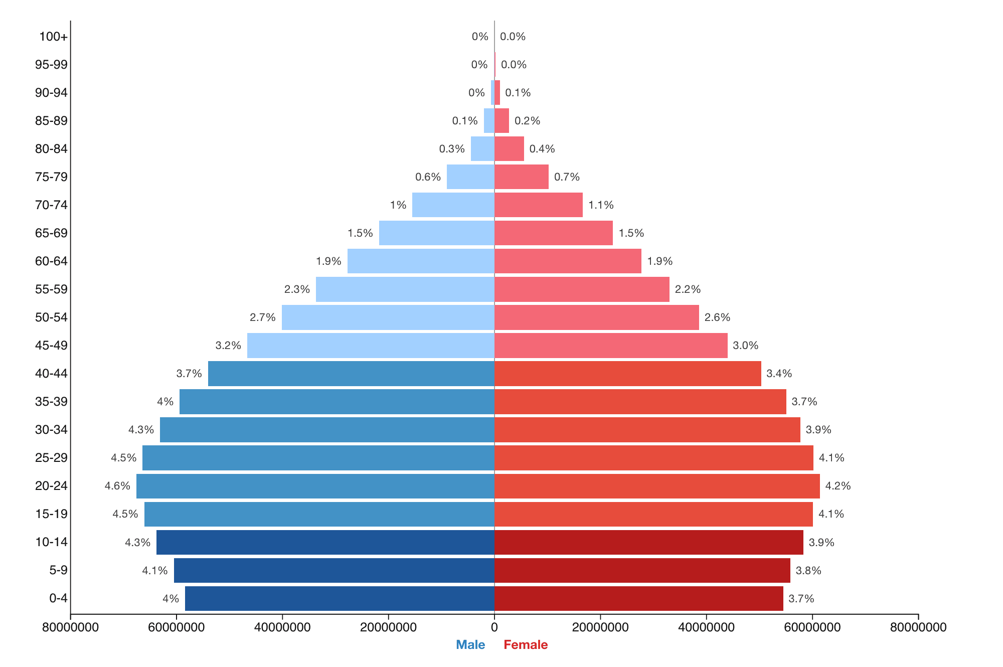 India population pyramid for 2026 showing the age structure of the population