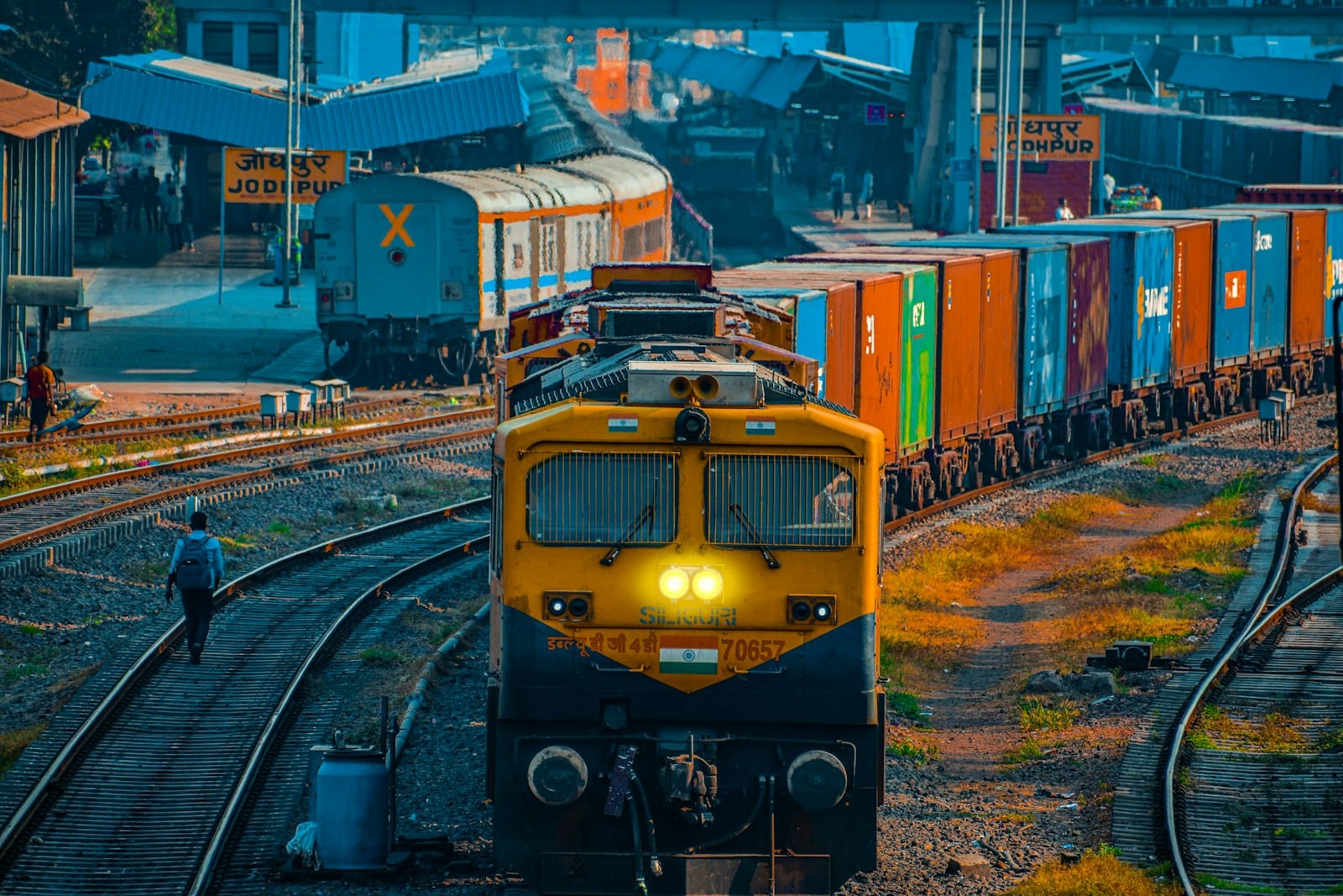 Indian freight train representing the Western Dedicated Freight Corridor and India's logistics infrastructure