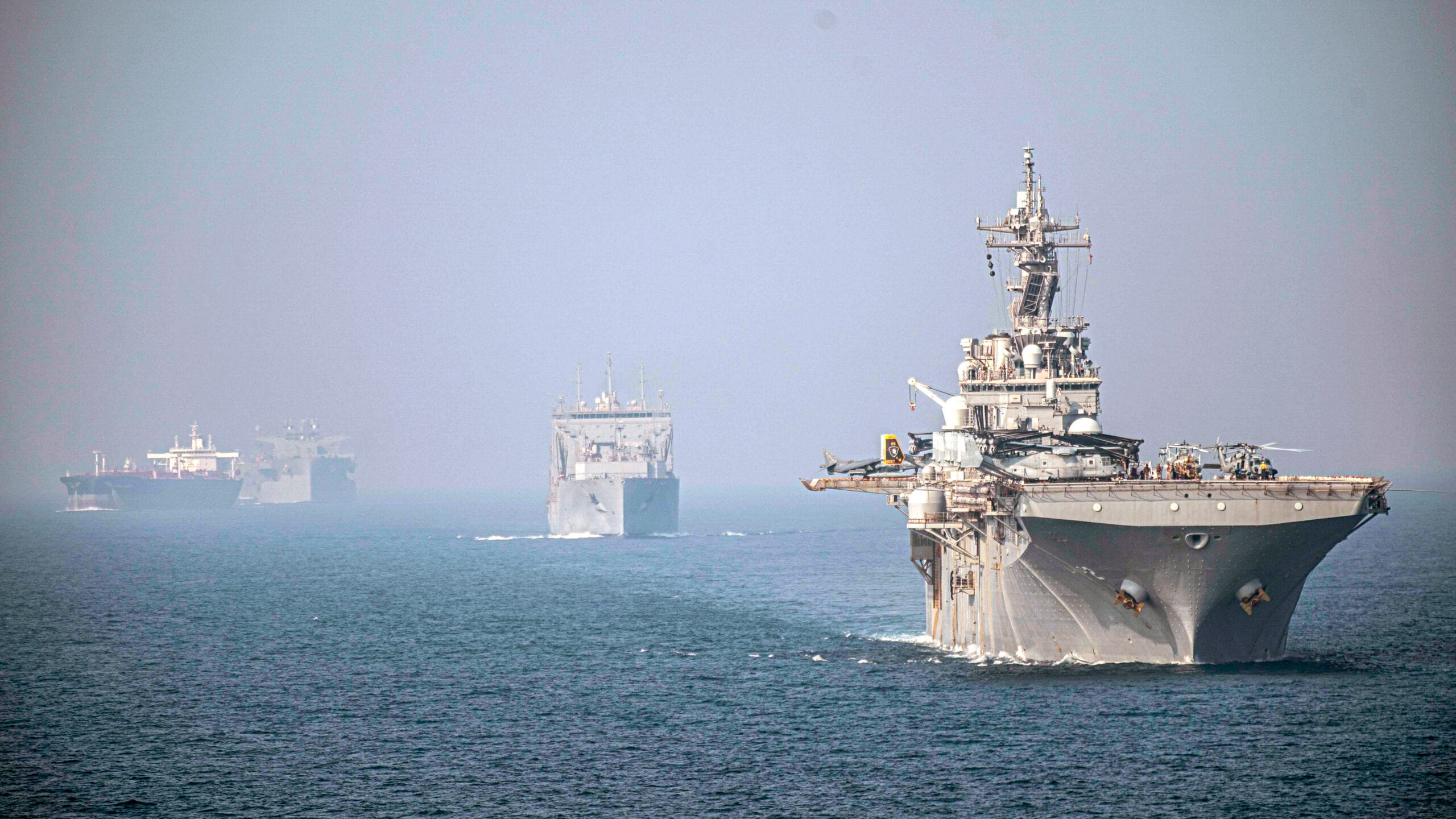 U.S. Navy ships transiting the Strait of Hormuz