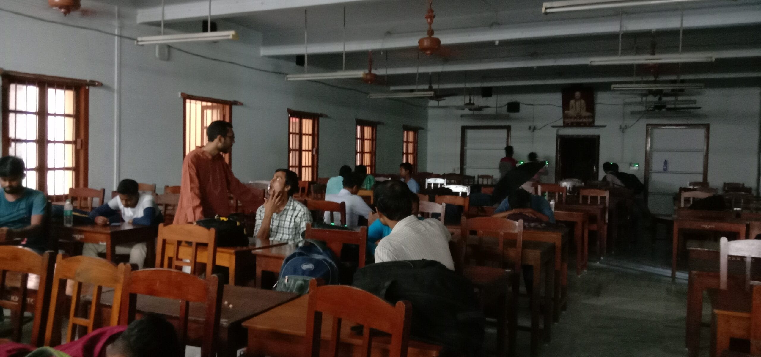 Students in a classroom at a college in Howrah, West Bengal, India